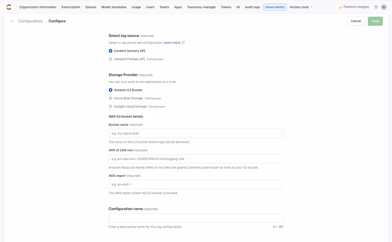 Observability UI screenshot