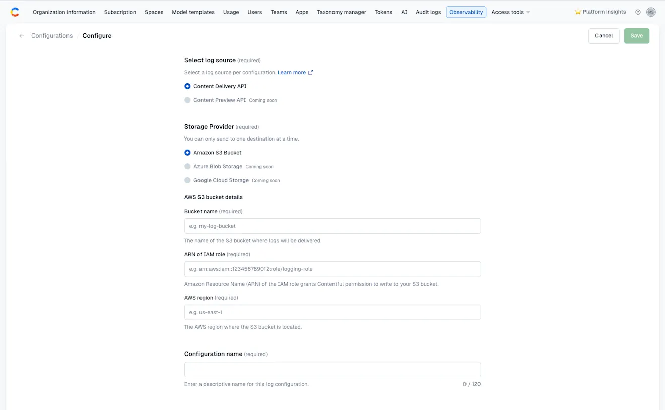Observability UI screenshot