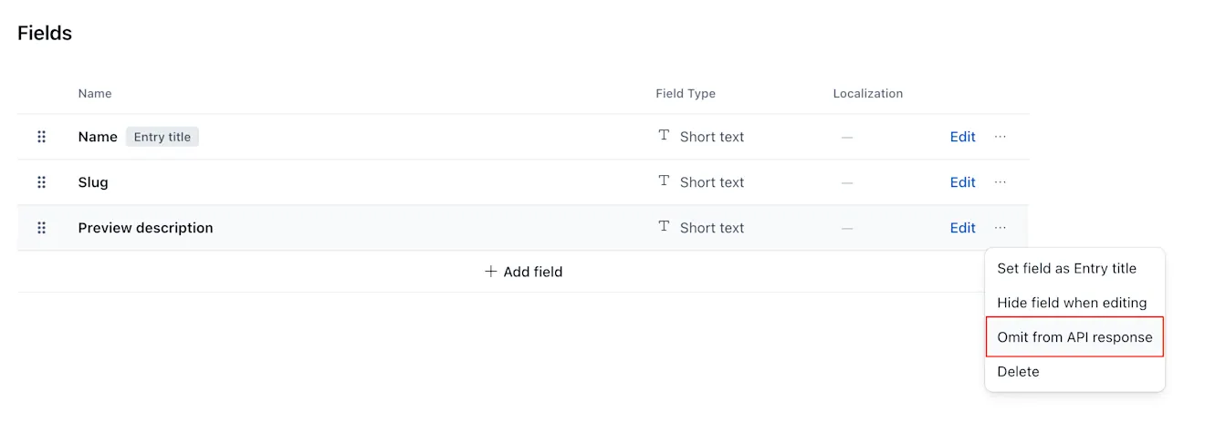 Omit from API response label