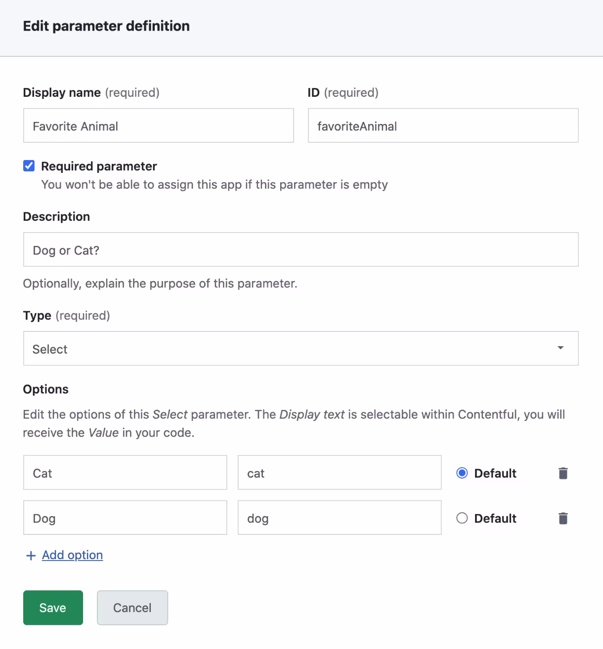 App paramters