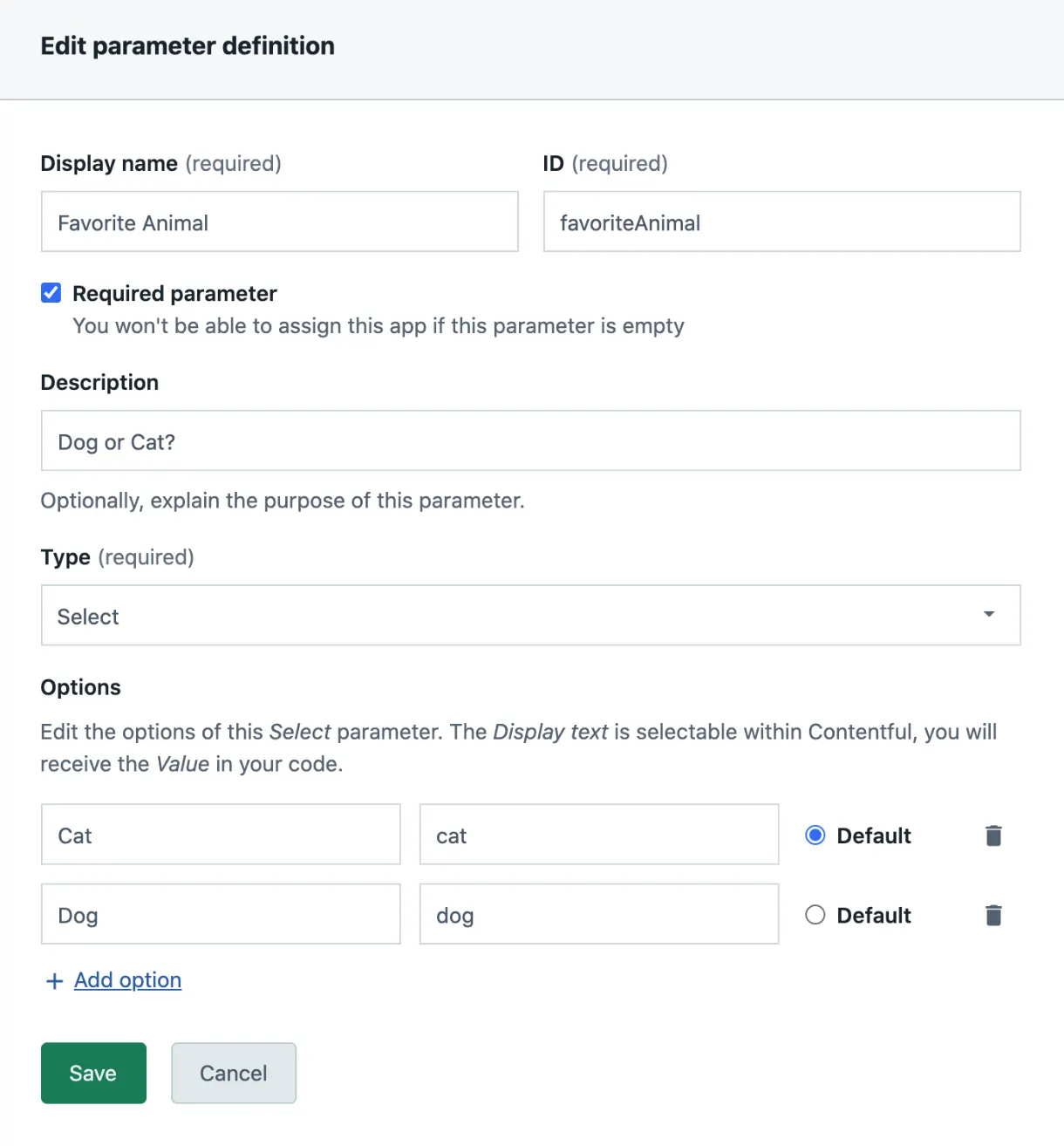 App paramters