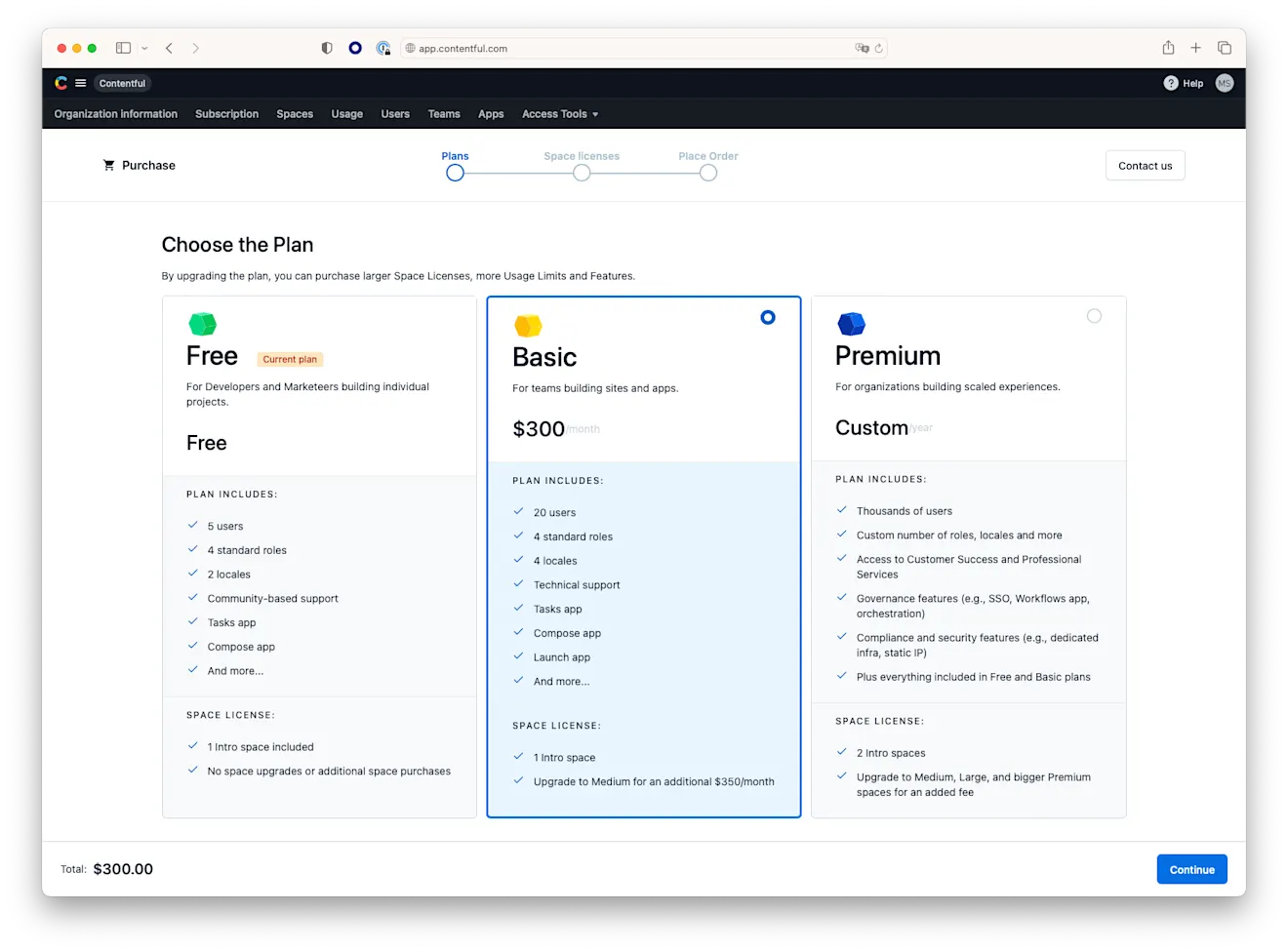 Contentful new checkout experience