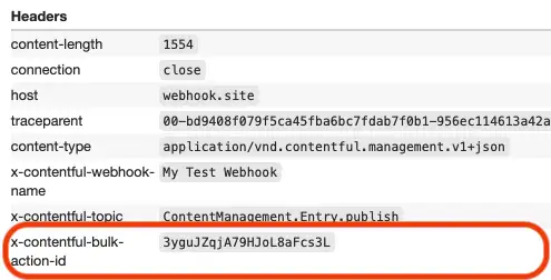 Example of the bulk action webhook headers