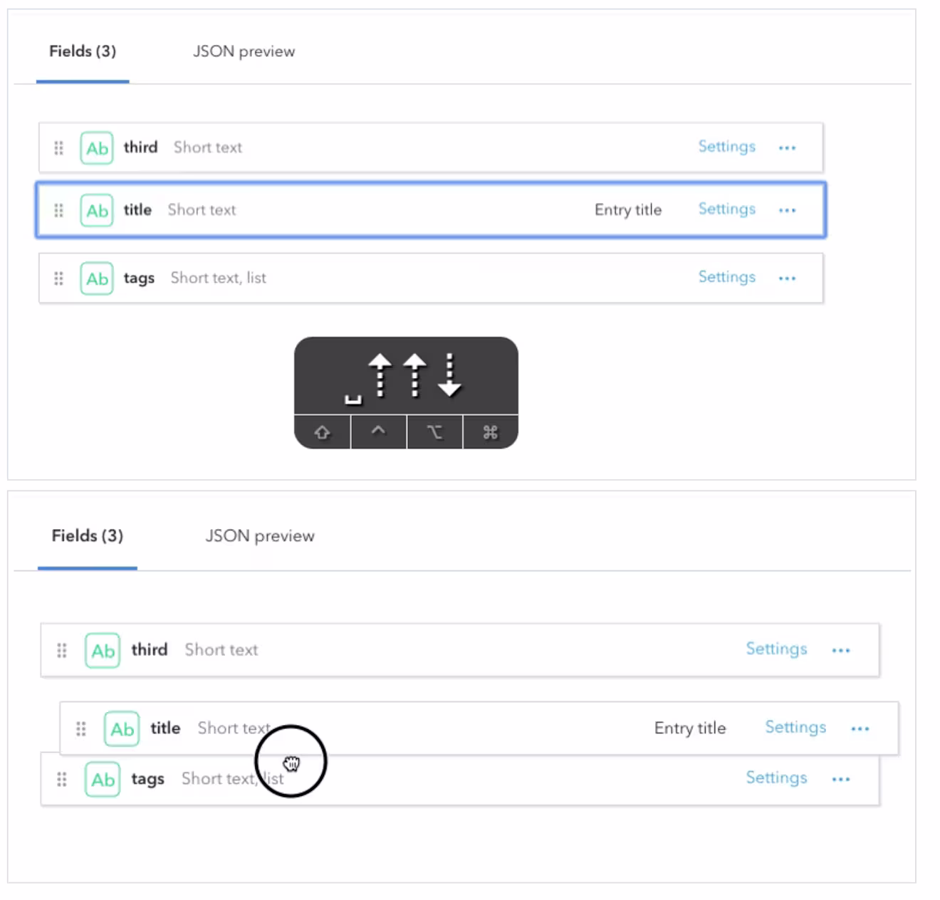 content type sorting improved