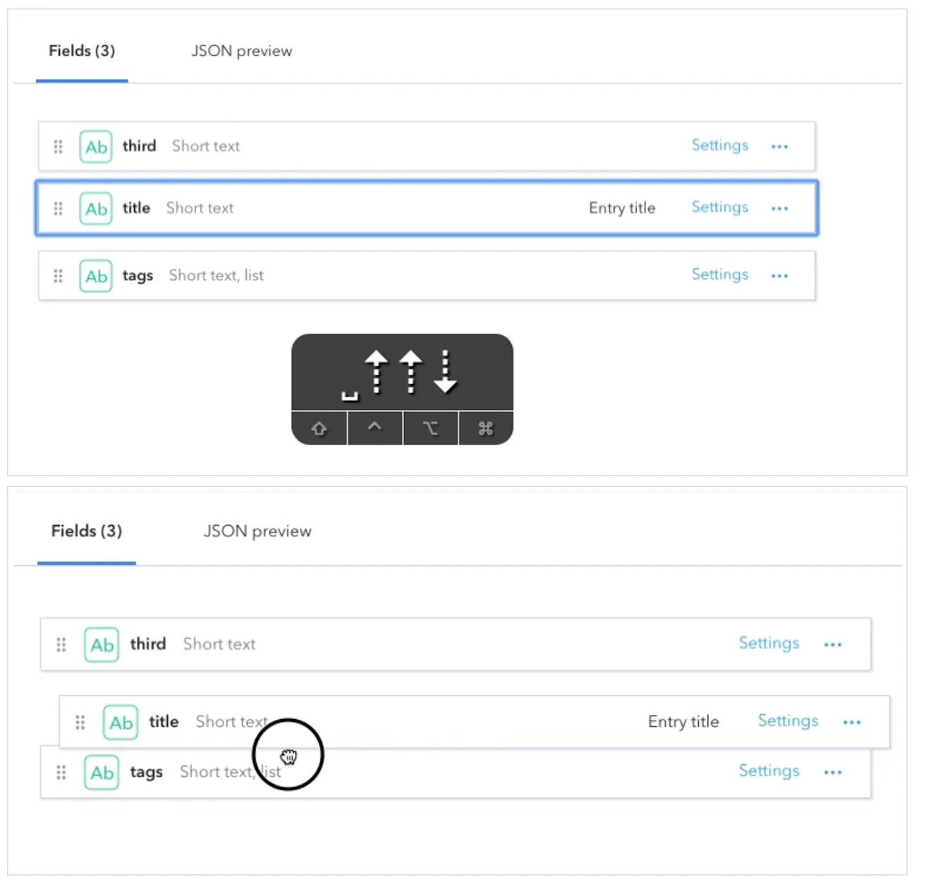content type sorting improved