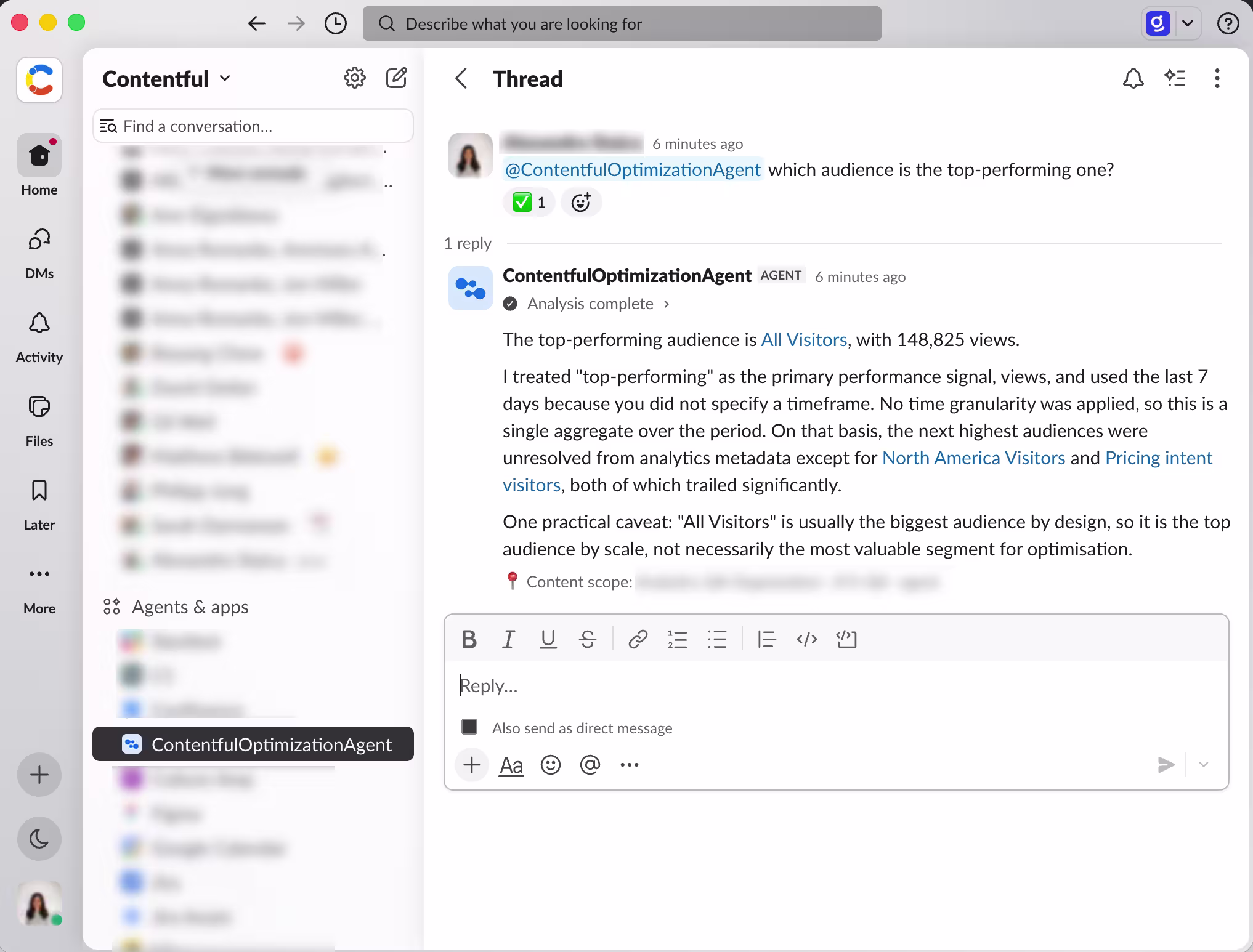 Contentful Optimization Slack Agent