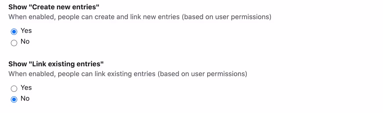 Reference links appearance settings