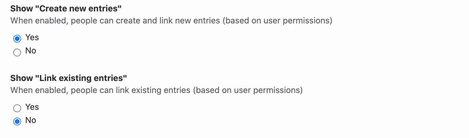 Reference links appearance settings