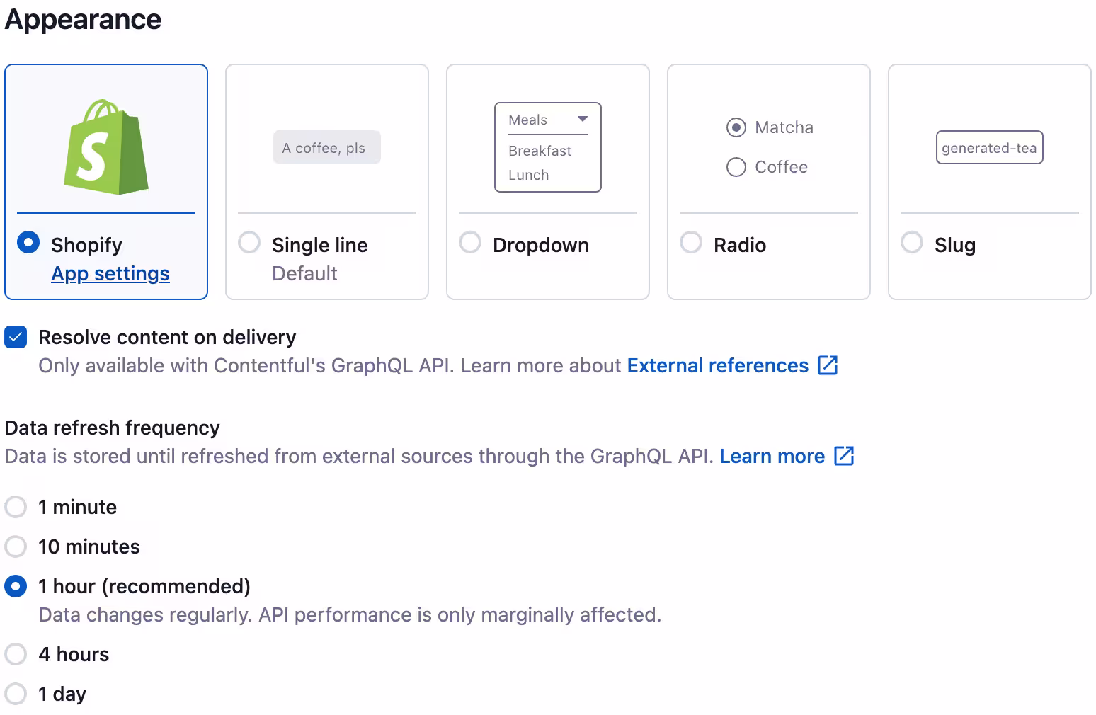 Configure Data refresh frequency