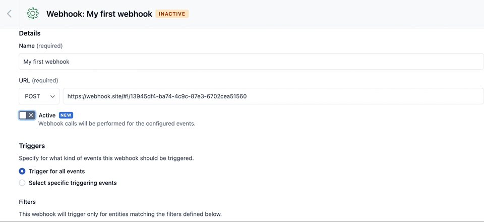 Disable webhooks screenshot