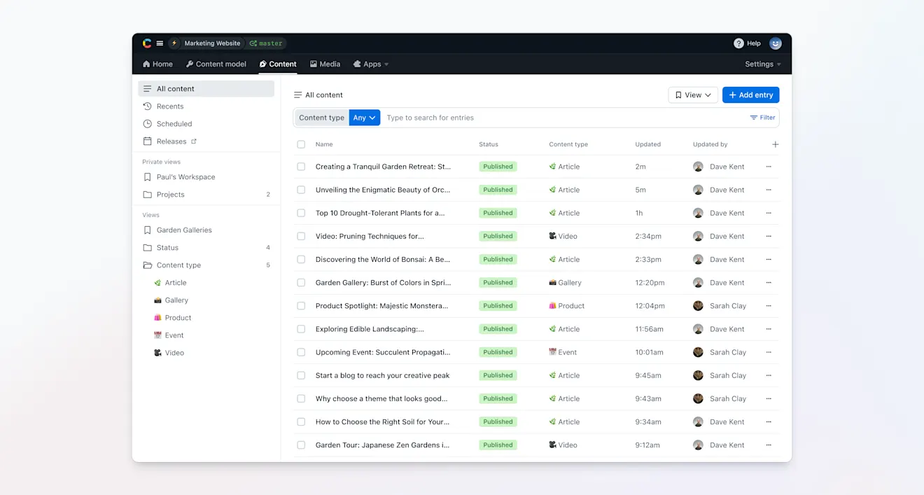 Screenshot of the improved content tab on a gray background