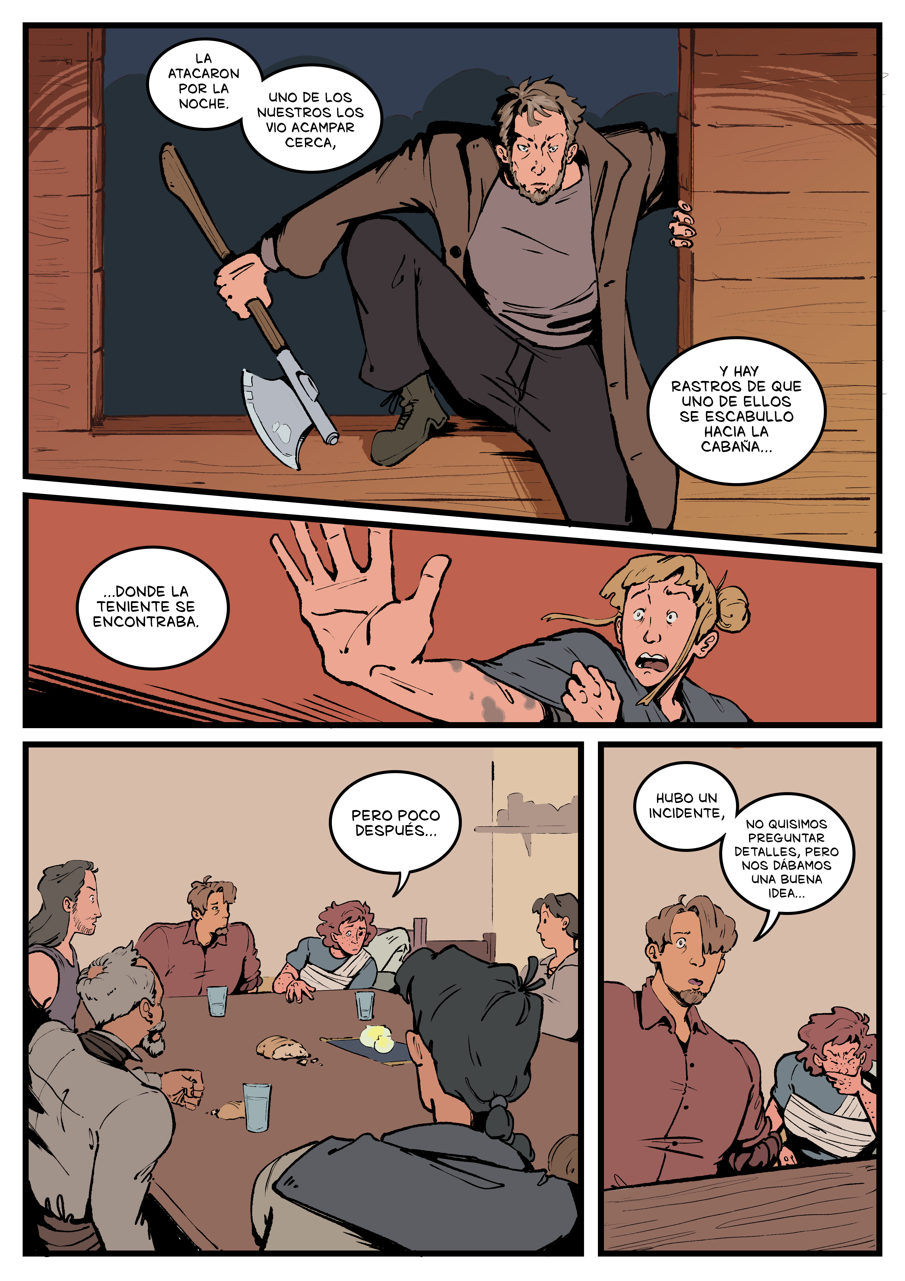 Pagina del cómic. La transcripción completa del contenido se encuentra debajo.