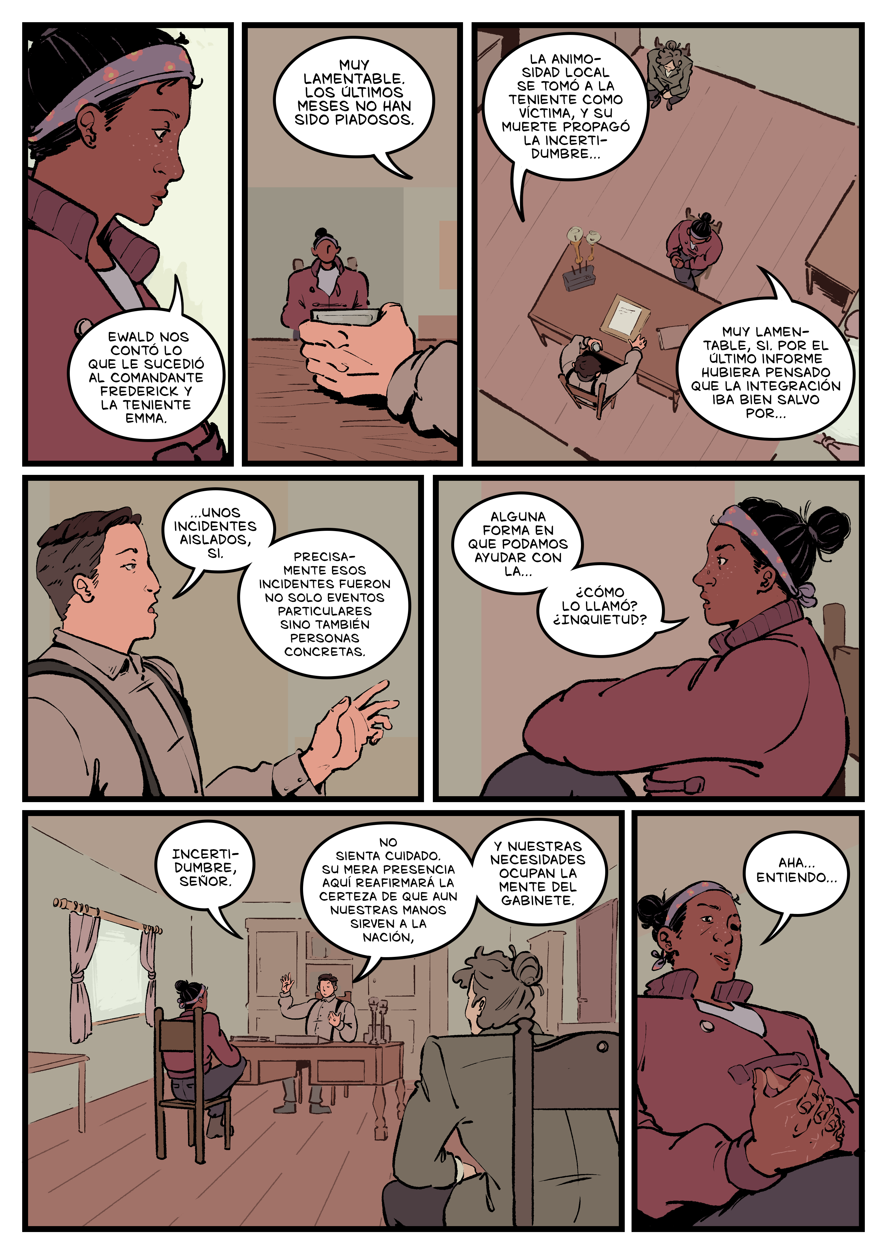 Pagina del cómic. La transcripción completa del contenido se encuentra debajo.