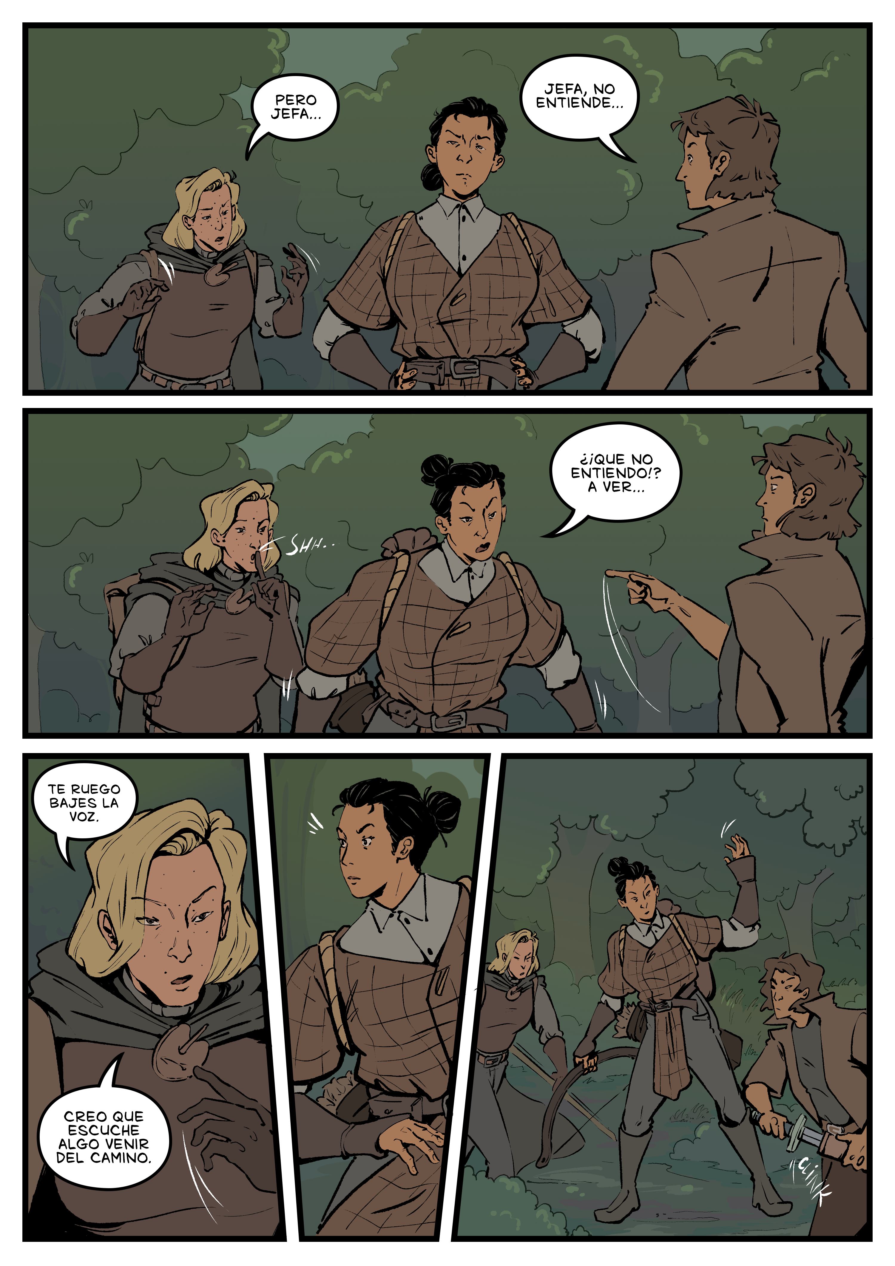 Pagina del cómic. La transcripción completa del contenido se encuentra debajo.