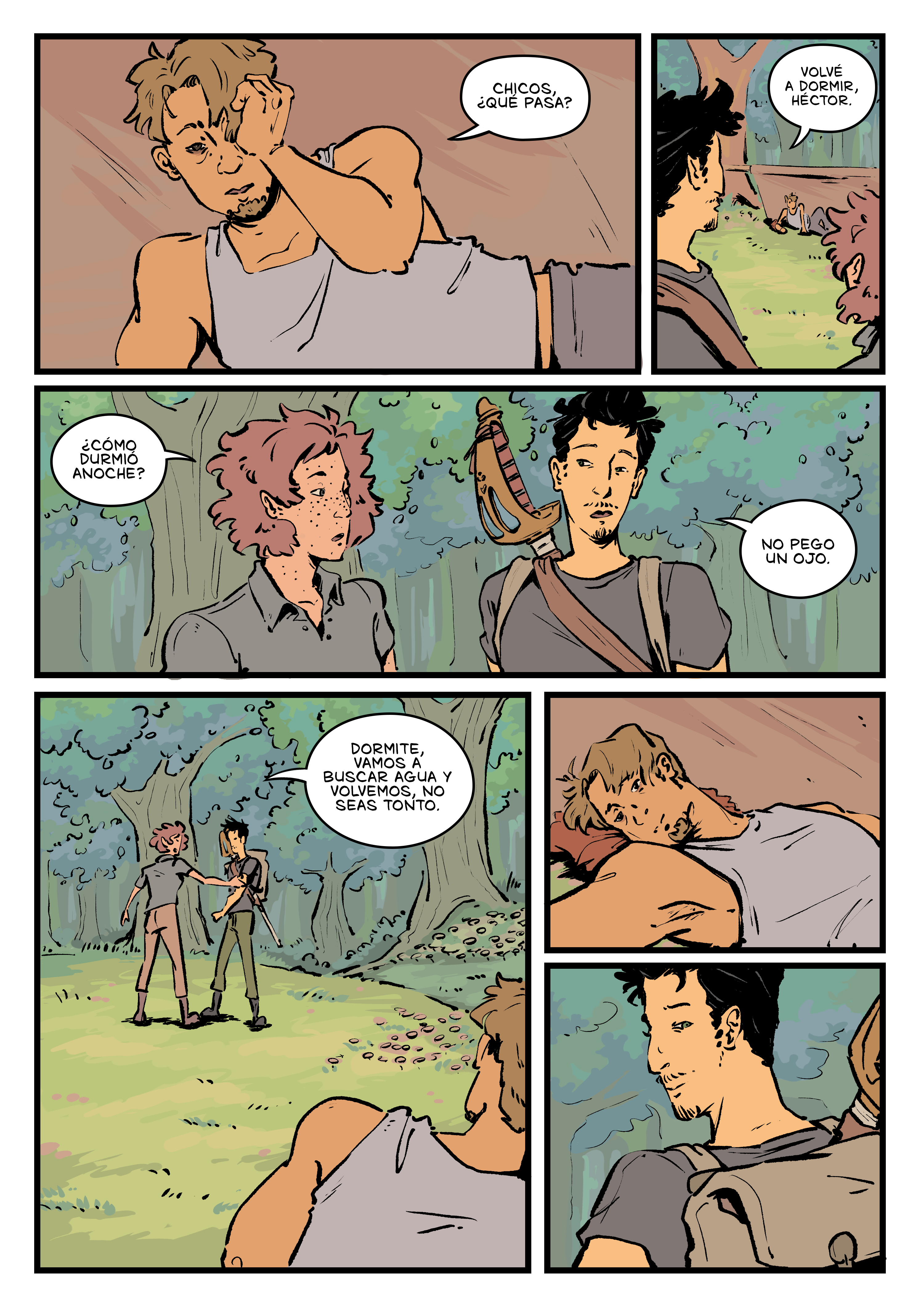 Pagina del cómic. La transcripción completa del contenido se encuentra debajo.