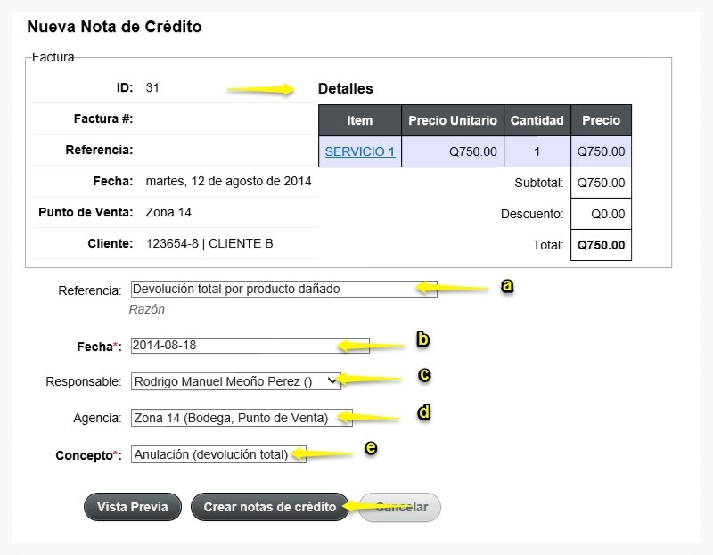 Ejemplo De Nota De Credito 2987