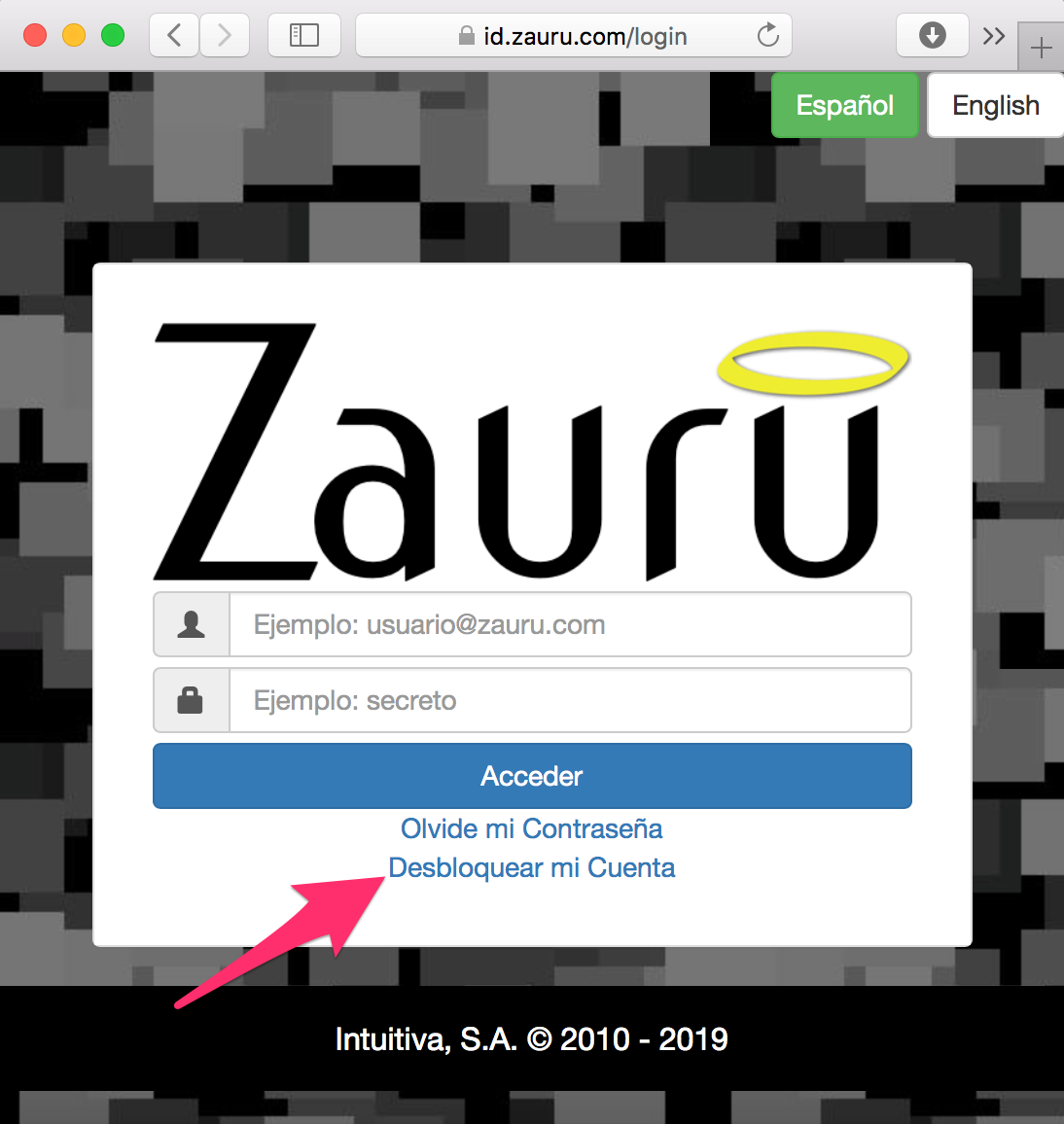 desbloquear usuario id zauru com