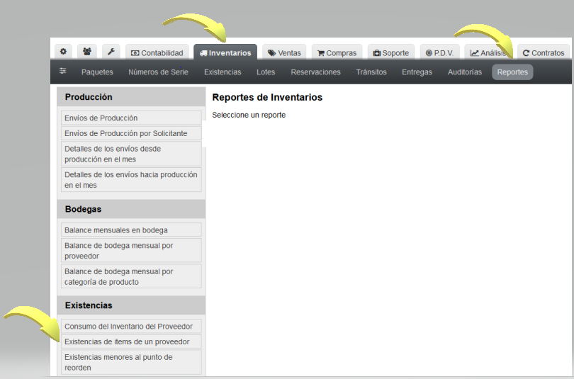 Existencias de items