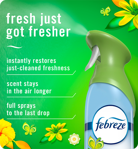 Fresh just got fresher. Instantly restores just-cleaned freshness. Super fine mist stays in the air longer. Full spray down to the last drop.