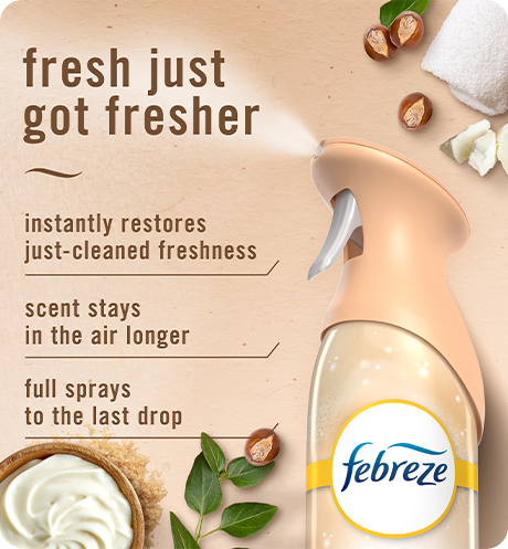 Air Soothe Restore. Fresh just got fresher. Instantly restores just-cleaned freshness. Super fine mist stays in the air longer. Full spray down to the last drop.