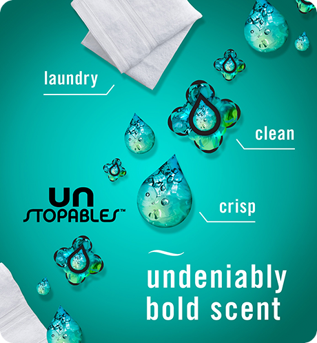 Unstopables fresh laundry, clean, crisp undedeniably bold scent.