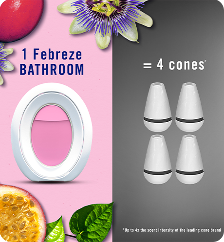 Bathroom Passion Fruit 1 Febreze Bathroom = 4 cones.