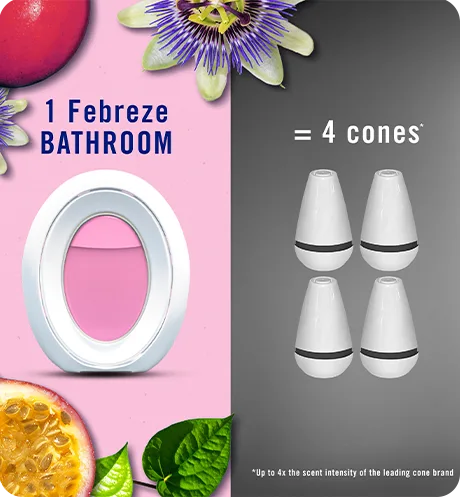 Bathroom Passion Fruit 1 Febreze Bathroom = 4 cones.