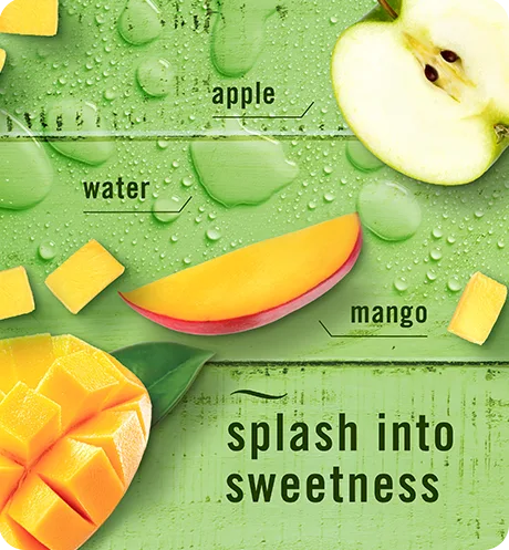Splash into sweetness. Apple, water, mango.