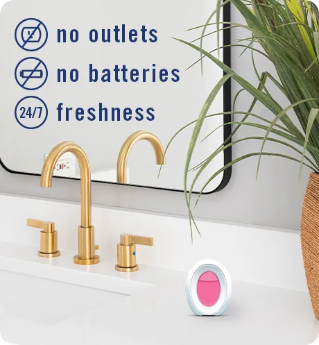 Bathroom Cranberry Crumble. No outlets, no batteries, 24/7 freshness