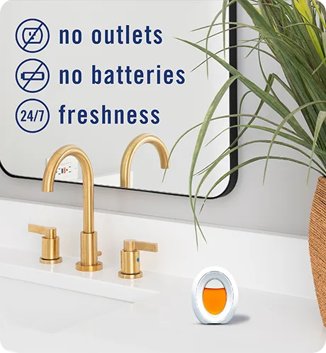 BATHROOM Crisp Fall Breeze. No outlets, no batteries, 24/7 freshness