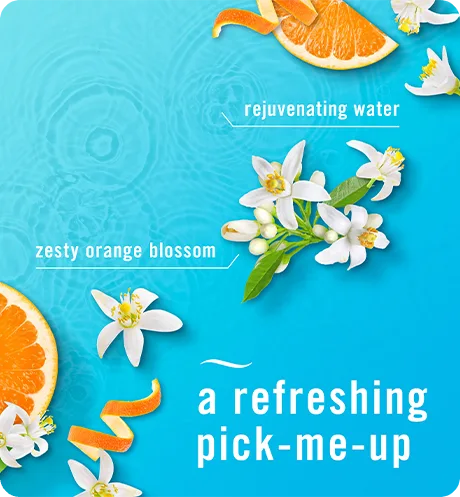 A refreshing pick-me-up, rejuvenating water, zesty orange blossom.
