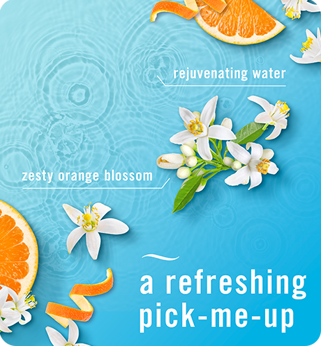 A refreshing pick-me-up, rejuvenating water, zesty orange blossom.