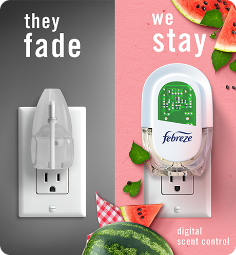 Plug Sweet Watermelon Vine side by side comparison, they fade, we stay with digital scent control.