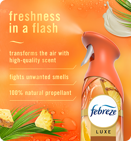 Air Tropical Breeze freshness in a flash: transforms the air with high-quality scent, fights unwanted smells, 100% natural repellant.