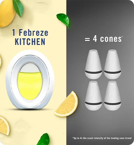Kitchen Lemon Fresh 1 Febreze bathroom = 4 cones