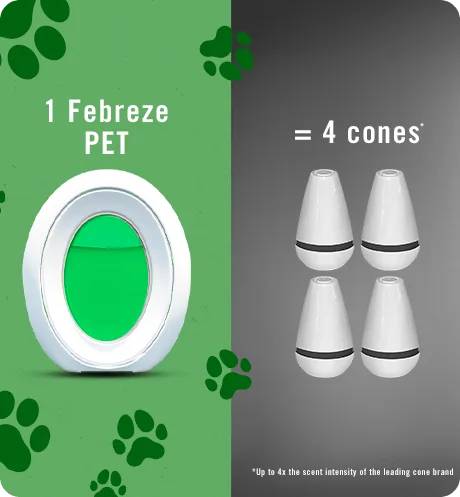 Pet Odor Fighter. 1 Febreze Pet = 4 cones