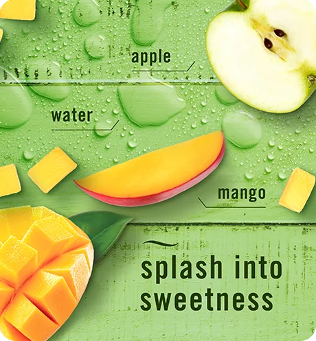 Splash into sweetness. Apple, water, mango.