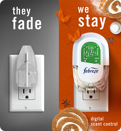 Plug Pumpkin Roll side by side comparison, they fade, we stay with digital scent control.