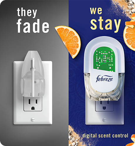 Plug Tranquil Cyprus Coves side-by-side product comparison. They Fade, We Stay using digital scent control.