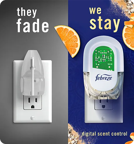 Plug Tranquil Cyprus Coves side-by-side product comparison. They Fade, We Stay using digital scent control.