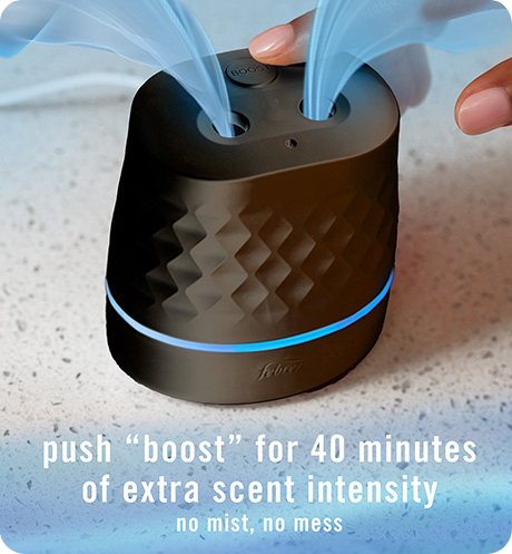 Push "boost" for 40 minutes of extra scent intensity. No mist, no mess.