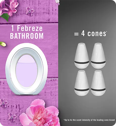 1 Febreze Bathroom equals 4 cones.