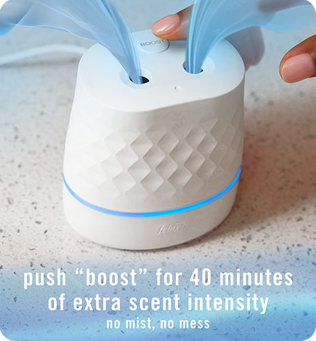 Push "boost" for 40 minutes of extra scent intensity. No mist, no mess.
