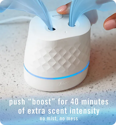 Push "boost" for 40 minutes of extra scent intensity. No mist, no mess.
