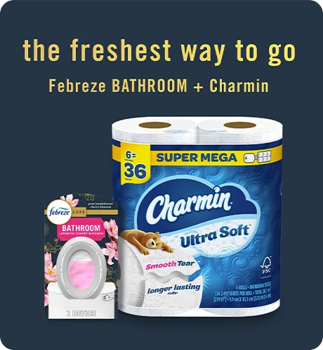 The freshest way to go, Febreze Bathroom + Charmin Japanese Cherry Blossom