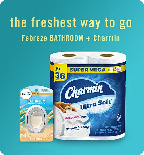 The freshest way to go, Febreze Bathroom + Charmin Tropical Blend Warm Ocean Breeze