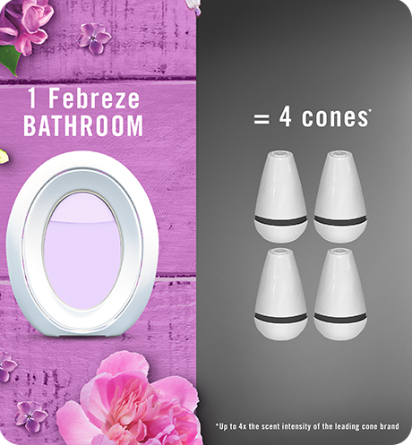 Bathroom lilac sunrise 1 Febreze Bathroom = 4 cones.