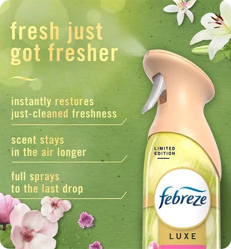 Air Morning Spring Showers Fresh just got fresher. Instantly restores just-cleaned freshness. Super fine mist stays in the air longer. Full spray down to the last drop.