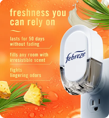 Plug Tropical Blend freshness you can rely on. Lasts for 50 days without fading. Fills any room with irresistible scent. Fights lingering odors.