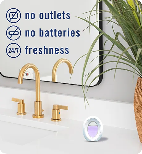 Bathroom Summer Golden Hour. No outlets, no batteries, 24/7 freshness